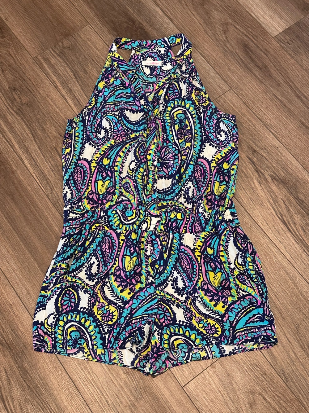 Alice & Trixie Silk Multicolor Paisley Halter Shorts Romper Size Small